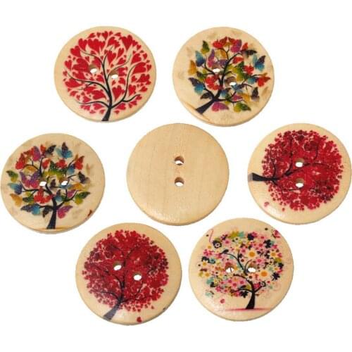 20pcs 2 Hole Mixed Color Wooden Button Sewing Scrapbooking DIY Crafts 30mm