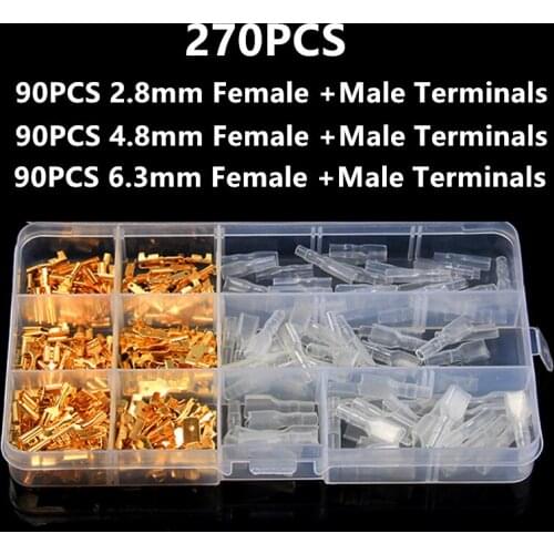 270 Pcs Insulated Spade Connectors Male Female Wire ConnectorElectrical Wire Crimp Terminals Assorted Kit Hand Tool SN-48B Set