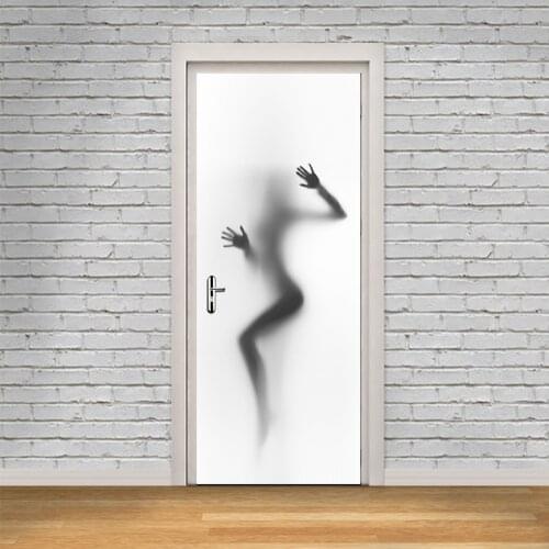 3D Creative Simulation Scenes 2pieces/set Sexy Beauty Ladys Shadow Door Sticker Wallpaper Wall Sticker Win Bathroom Home Decor
