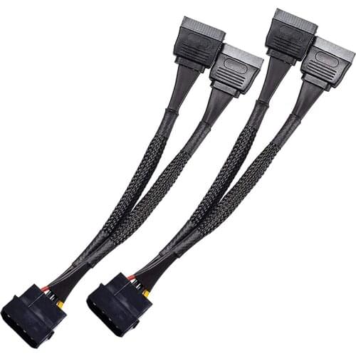 4 Pin Male IDE Molex to Dual 15Pin Female SATA Power Splitter Converter Adapter Cable Hard Drive HDD SSD Extension Cable