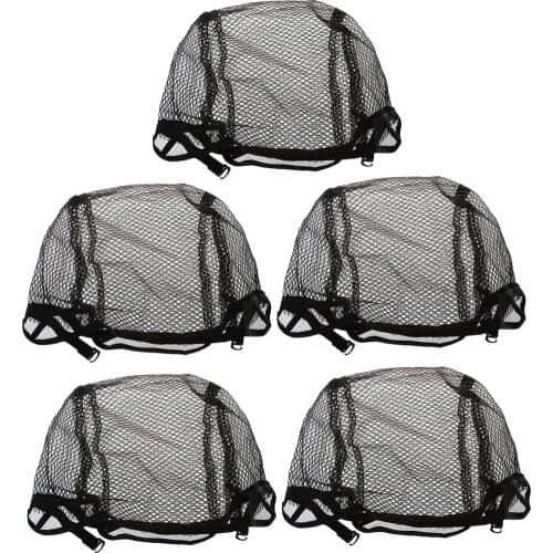 5x Stretchable Elastic Fishnet Wig Cap Hair Net Mesh Wig & Weave Caps Black
