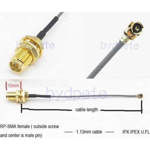 6in 6'' IPX IPEX I-PEX U.FL 1.13mm to RP SMA female (male pin) RF pigtail jumper cable for PCI WIFI Card wireless router 15CM