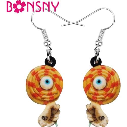 Bonsny Acrylic Halloween Horror Eye Ball Lollipop Earrings Drop Dangle Festival Jewelry Women Girls Teens Gift Party Decorations
