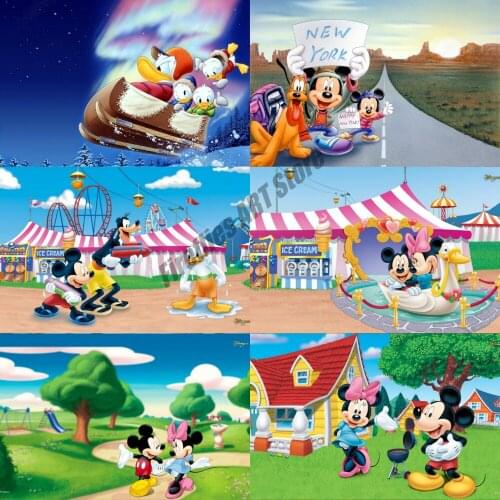 Diamond Mosaic Disney Anime Diamond Painting Mickey Minnie Donald Duck Embroidery Full Round Cross Stitch Kits Room Decoration
