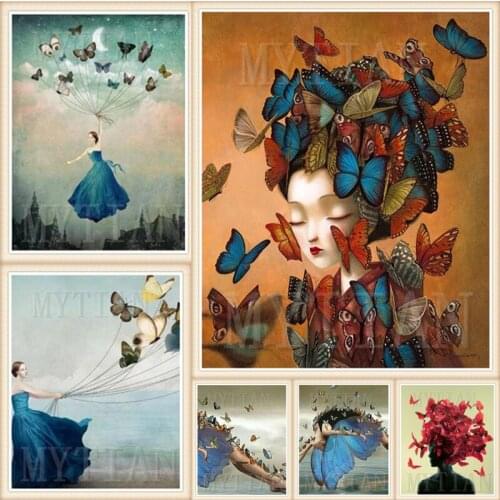 New Diamond Embroidery Girl Butterfly Cross Stitch 5d Diamond Painting full Round/Square Drill Mosaic Home Decor Art gift