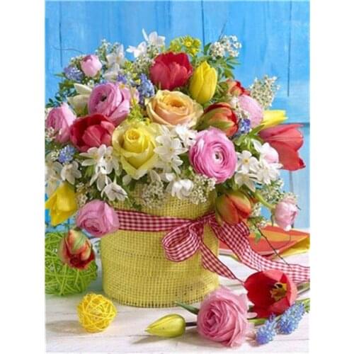 ARMYQZ Diamond Embroidery Vases and Flowers 5D Diamond Painting "Peony & Tulips" Art Diamond Mosaic Rhinestone Picture Crafts h