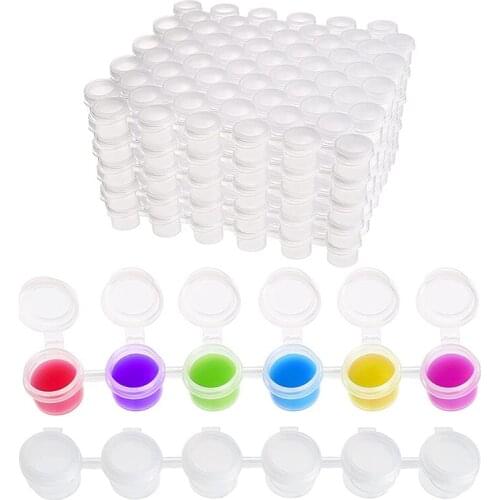 50 Strips Paint Pots Strips,300 Pots 2Ml/0.07 Oz Empty Paint Cup Pots with Lids, for Classrooms Paintings Art Festivals