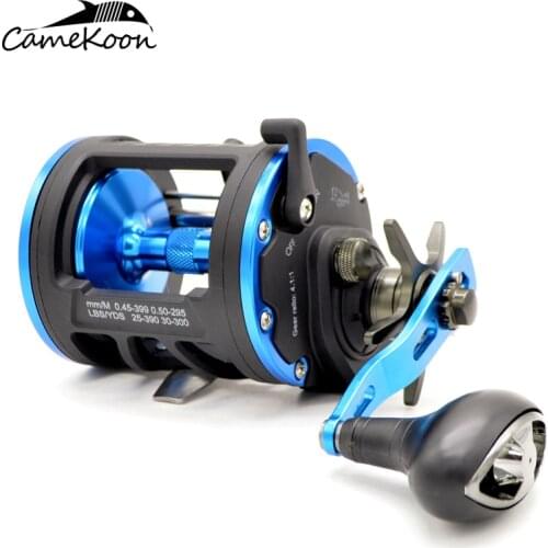 CAMEKOON Trolling Fishing Coil 3+1BB Sea Drum Boat Reel 4.1:1 Graphite Body Large Line Capacity Round Saltwater Baitcasting Reel