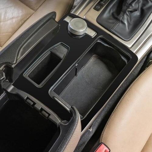 Black Center Console Gear Shift Water Cup Frame Decoration Cover Trim Stainless Steel For Mercedes Benz C Class W204 2007-2014
