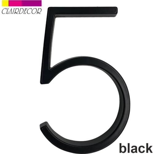 5 in Floating House Number #5 Letter A B C Name Plate Door Alphabet Letters Dash Slash Sign 5 Inch.Zinc Alloy Black