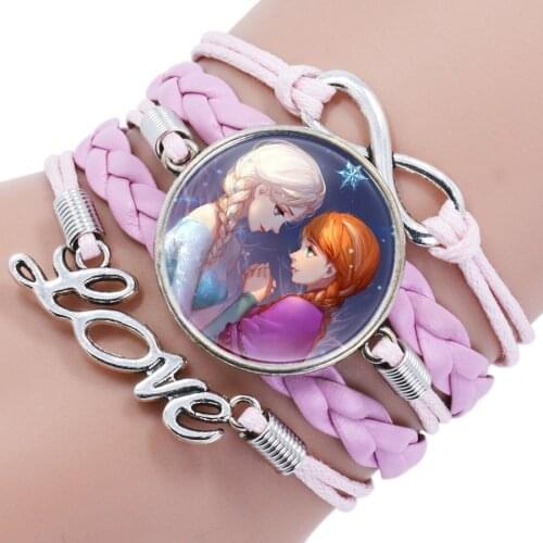 Disney Princess Children Cartoon Bracelet Frozen Elsa Lovely Wristand Girl Gift Clothing Accessories Bangle Kid Make Up Jewelry