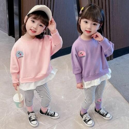 Girls Suits Sweatshirts +Pants Sets Kids 2021 Simple Spring Autumn Teenagers Tracksuits Formal Outfits Sport Children Clothing S