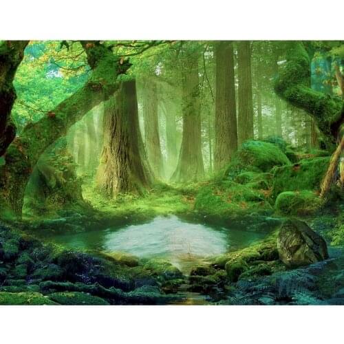 Gatyztory Frame DIY Painting By Numbers Green Forest Handpainted Oil Painting Landscape Modern Home Art Canvas Colouring