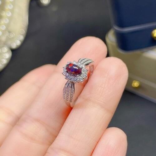 Jewelry Fashion Opal Ring for Girl 4mm*6mm Natural Opal Silver Girl Ring 925 Silver Gemstone Ring