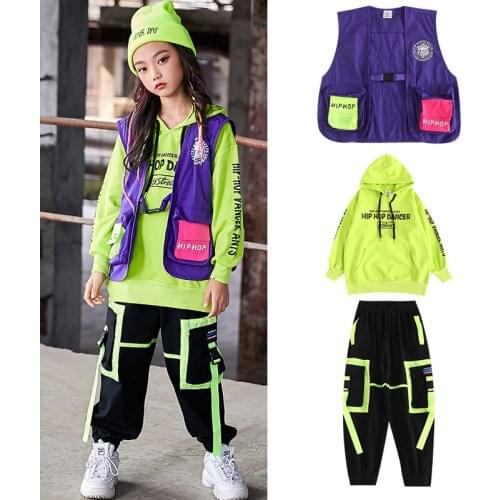 Girls Hip Hop Costumes Fashion Winter Street Dance Clothing Stage Outfit Boys Modern Dancing Performance Wear Children DN4502