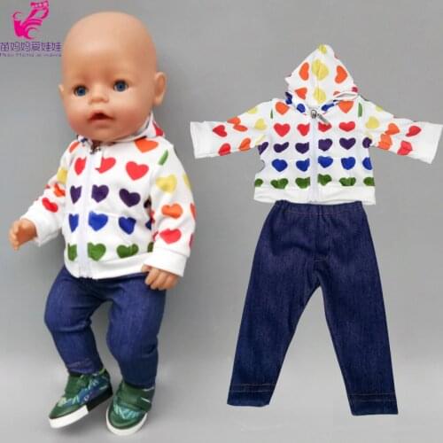 43cm Baby Doll Zipper Clothes Hooded Coat Pants 18" American Dolls Clothes Jacket