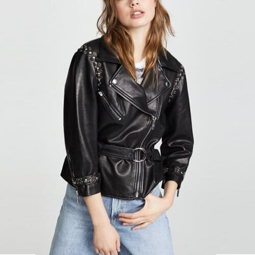 Streetwear Rivet 100% Genuine Leather Jacket Women Autumn Winter Clothes Real Sheepskin Coat Female Korean Leather Coats 53032