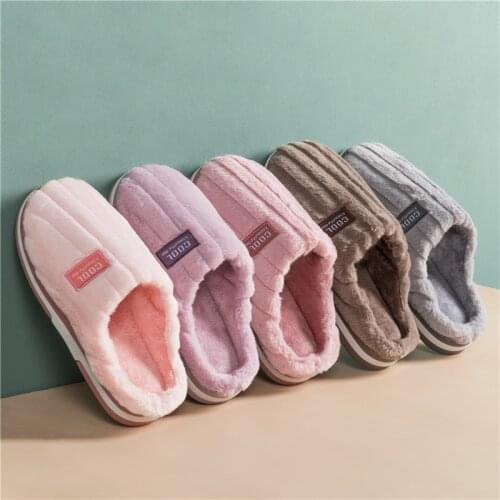 KushyShoo Women Slippers Bedroom Slippers Indoor Simple Solid Winter Warm Cotton Couple Slippers Home Slippers House Shoes Men