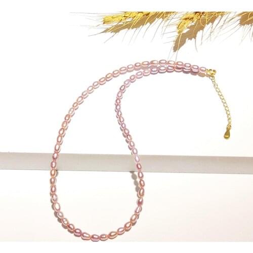 Lily Jewelry Choker Necklace Voilet Real Pearl Freshwater Pearl 925 Sterling Silver Clasp for Kid Girl Lovely Gift Women Jewelry