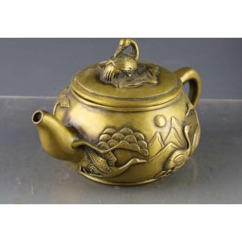 Copper Statue Brass Heshou longevity teapot home living room handicraft ornaments