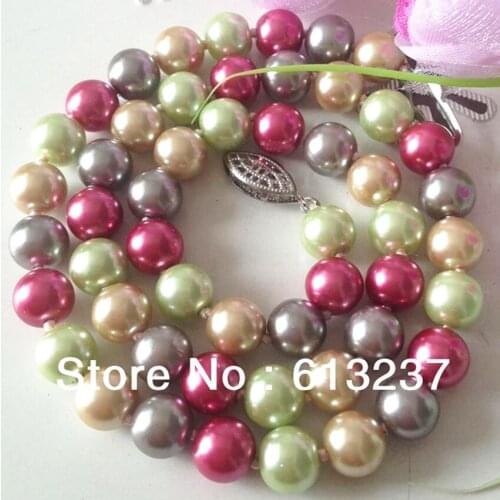 Fashion shell 10mm classical multicolor round simulated-pearl round beads chain necklace for woman jewelry making 18 inch MY4182