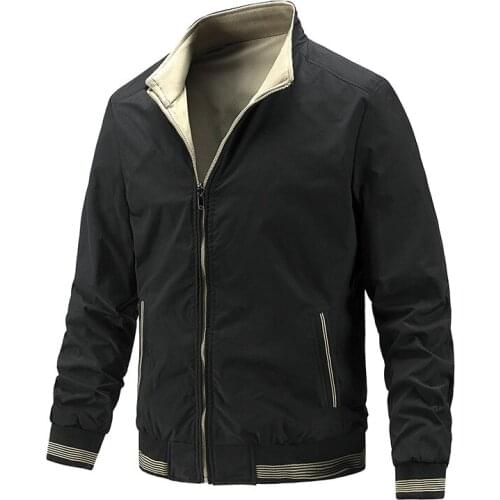 Mens jacket spring and autumn double-sided wear casual fashion thin jacket trend business jacket mens clothing 2021