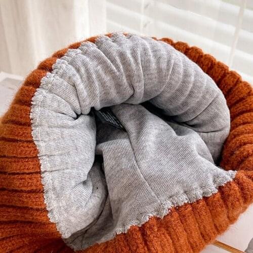 MXMB Kawaii Cat Ears Hats Wide Brims Cute Solid Color Warm Trend All Match Wool Knit Hat for Children Students Boy Girl