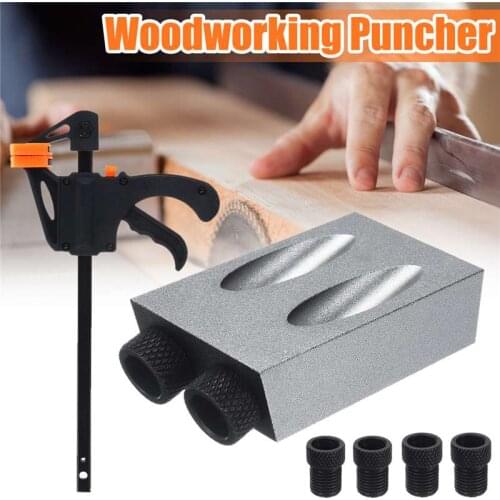 8PCS/Set 6mm 8mm 10mm Woodworking Pocket Hole Jig Angle Drill Guide Set Hole Puncher Locator Jig Drill for Carpentry
