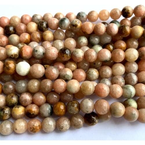 Natural Genuine South Africa Orange Pink Calcite Round Jewellery Loose Ball Beads 6mm 8mm 10mm 15" 06341