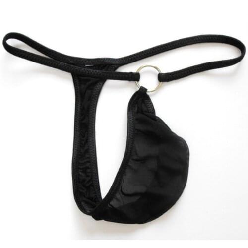 Charm Cock Pocket Mens Thong and G String Underwear Metal Ring Gay Sexy Lingerie U Convex Penis Pouch T-Back Invisible