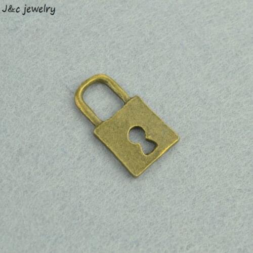 Wholesale 10pcs Metal Charms Antique Bronze lock Charms Pendant Jewelry Making Bracelet Necklace DIY 24*14mm O111