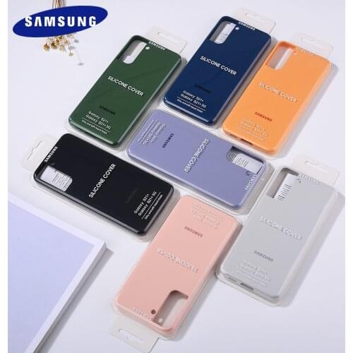 Original Samsung Liquid Silicone Case Soft Touch Phone Back Cover Full Protection Shockproof Shell For Galaxy S21 Plus S21 Ultra