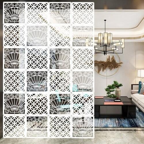 Screen partition Home Decoration Biombo living room Porch Hollow out Carved Retro Folding moving background curtain 8pieces/pack