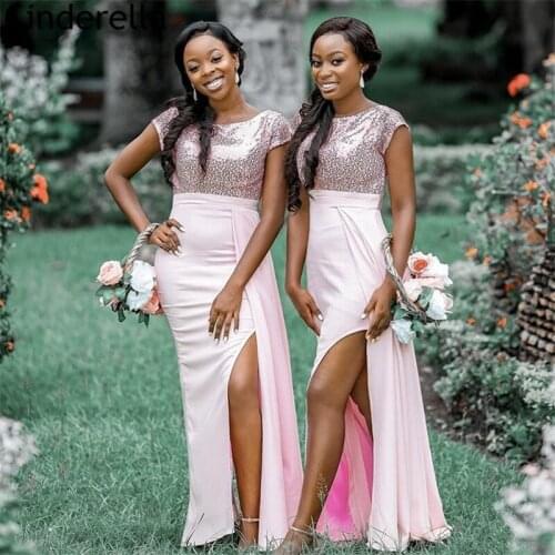 Bridesmaid Dresses Sexy Cap Sleeves Spandex Satin Mermaid Sequins Mermaid Backless Bridesmaid Dresses Wedding Party Dresses