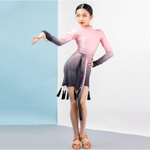 Latin Dance Dress For Girls Long Sleeve Salsa Dance Outfit Stage Costume Designer Clothes Samba Dancewear Gatsby Dress JL2395
