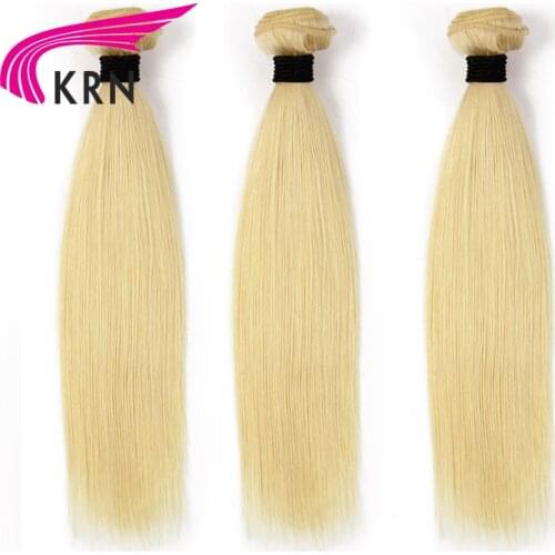 KRN Straight 1/3 613 Blonde Hair Extensions Brazilian Hair Bundles Remy Human Hair 8-28inch