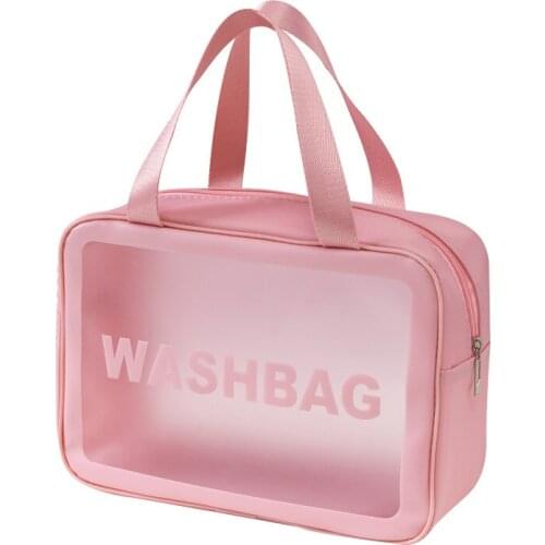 Portable travel handbag large capacity portable waterproof wash storage bag transparent frosted printing cosmetic bag