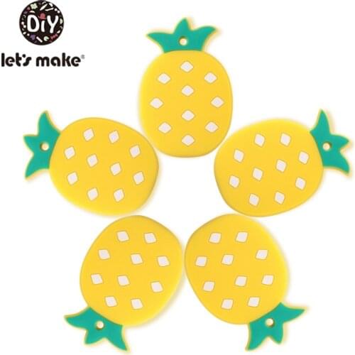 Lets Make 1pc Silicone Teether Pineapple Molar Toy Newborn Babies Teether Toys Crafts Silicone Beads Teether For Infants Toys