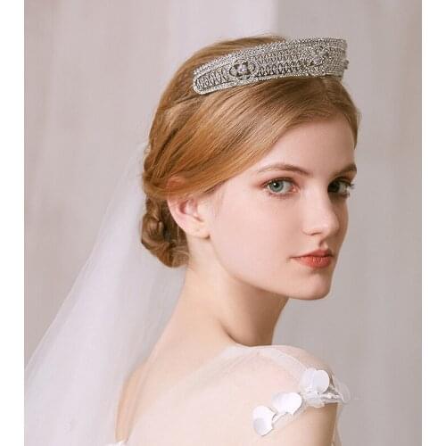 Luxury Cubic Zirconia Bridal Headwear Women Wedding Headbands Silver Color Hairwear Hair Jewelry HQ0028