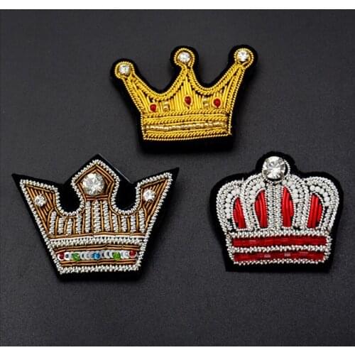 Handmade Indian Silk Embroidery Badge Small Crown Brooch Female Cute Simple Small Badge Jewelry Decorative Pin