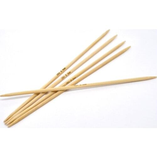 Hand Sewing Bamboo DP Knitting Needle Crochet Hook Set Weave Craft Accessories Tools ( US Size 4/3.5mm ) 20 cm long, 5PCs/Set