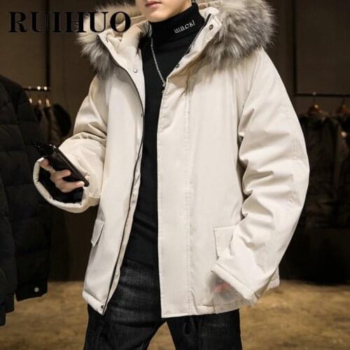 RUIHUO Men's Parkas With Fur