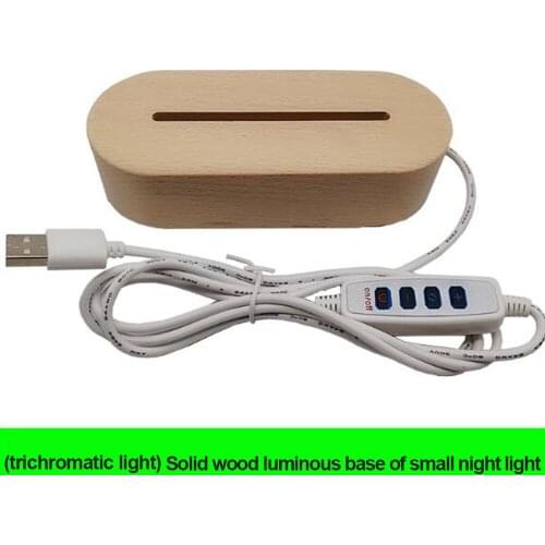 Oval Wooden Base Led Table Lamp With USB Switch Modern Night Light Acrylic 3D Led Night Lamp Holder Assembled Base Bedroom for