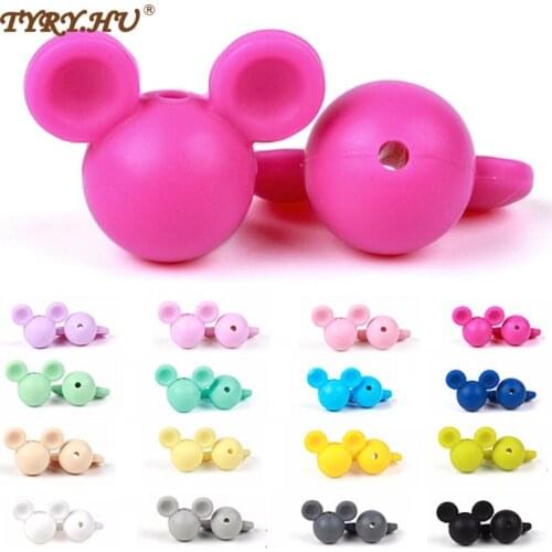 TYRY.HU 10Pcs Silicone Beads For Baby Teething Pendant Silicone Mouse Shape Beads Pacifier Clips BPA Free silicone Teether Toys