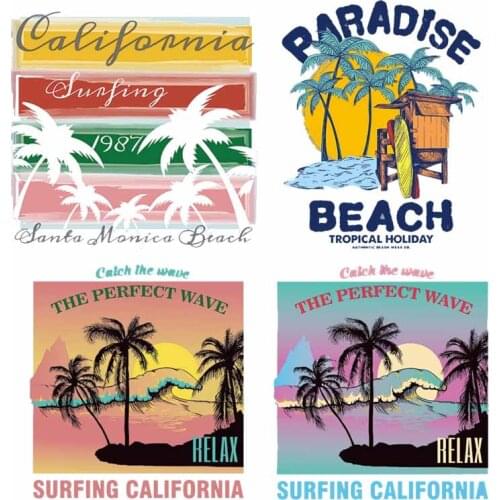 Iron on Letters Patches Applications for Clothes Appliques Heat Transfer Vinyl Palm Tree Patch Stickers Stripes on Clothes DIY