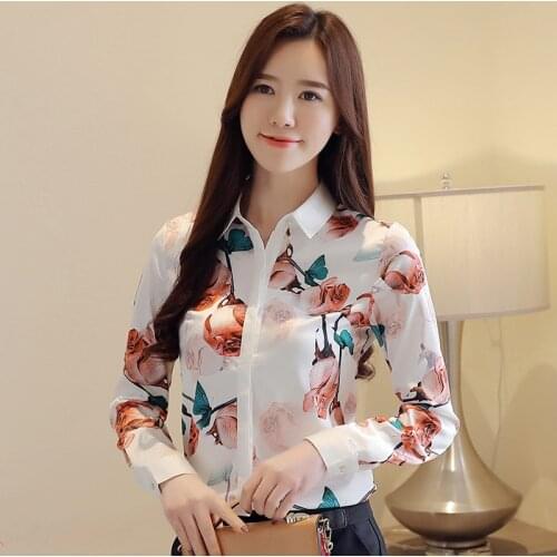 Autumn Womens Blouse Fashion Chiffon Shirt Long Sleeve Printed Vintage Women Top Plus Size Blusas Mujer De Moda 2021 Verano