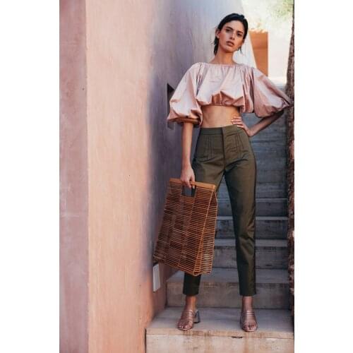 AEL Simple Slim Women Pencil Pants Army Green Fashion Street Clothing 2018 Summer Elegance Femme Trousers