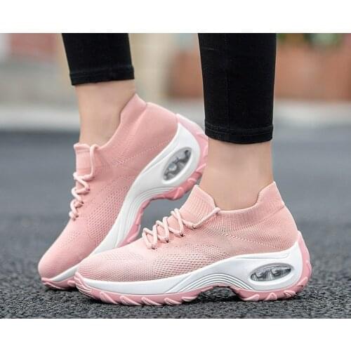 2020 Spring Summer Women Flats Platform Sneakers Sock Shoes Breathable Mesh Ladies Flat Footwear Woman Tennis Black Bambas Mujer