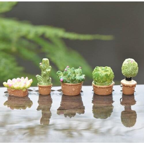 1 Pcs 5 Style Cute Mini Flower Trees Miniature Plants Garden Decor Houses Crafts DIY Accessories Fairy Garden Supplies