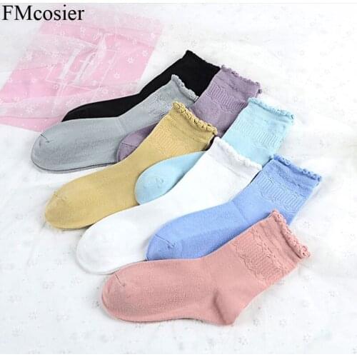 10 Pairs Autumn Winter Womens Cotton Crew Dress Socks Gift for Girls Ladies Warm Cute Black White Pink Female soks meias lot